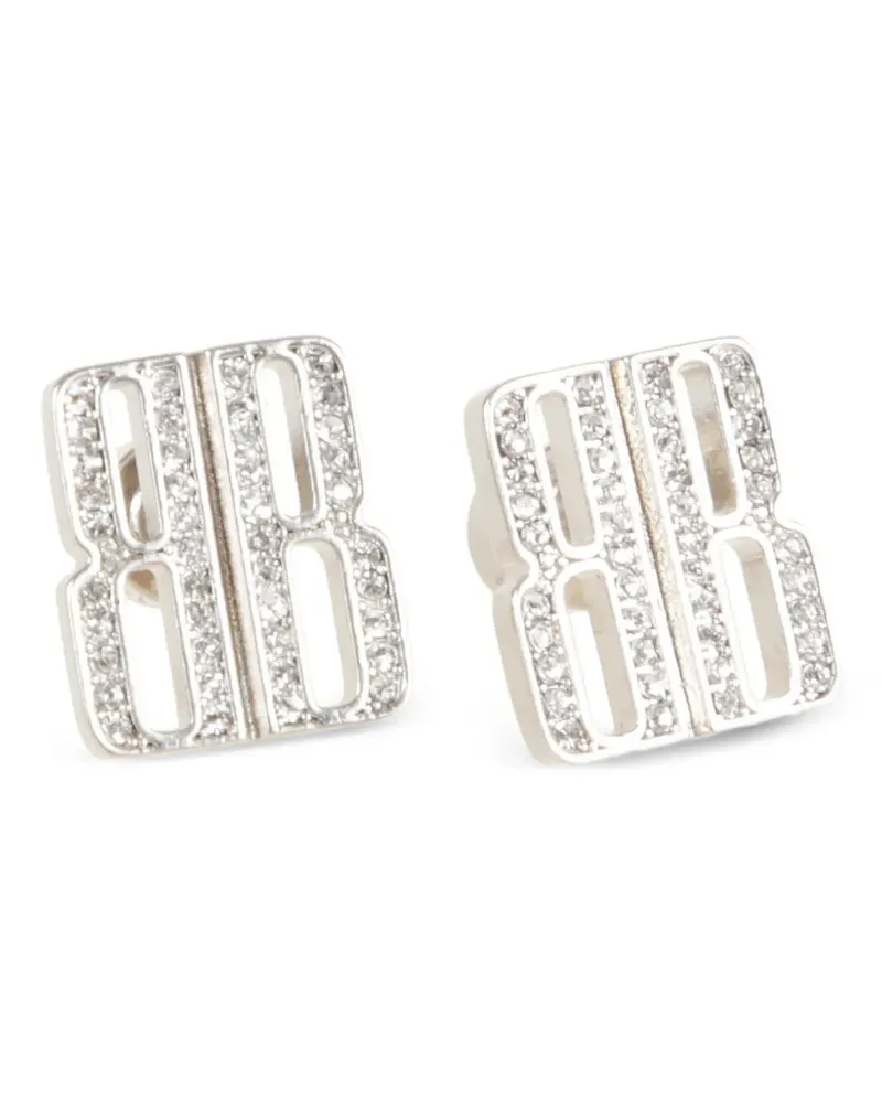 Balenciaga rhinestone logo earrings - Silber Silber