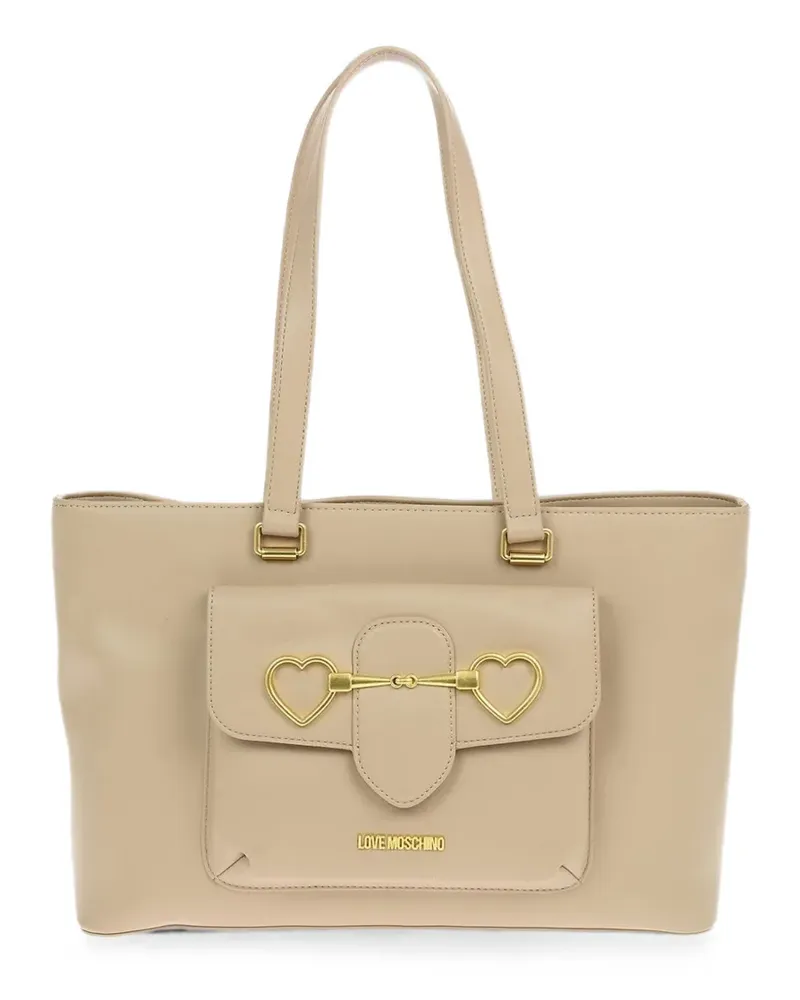 Moschino heart-clasp pocket shoulder bag - Nude Nude