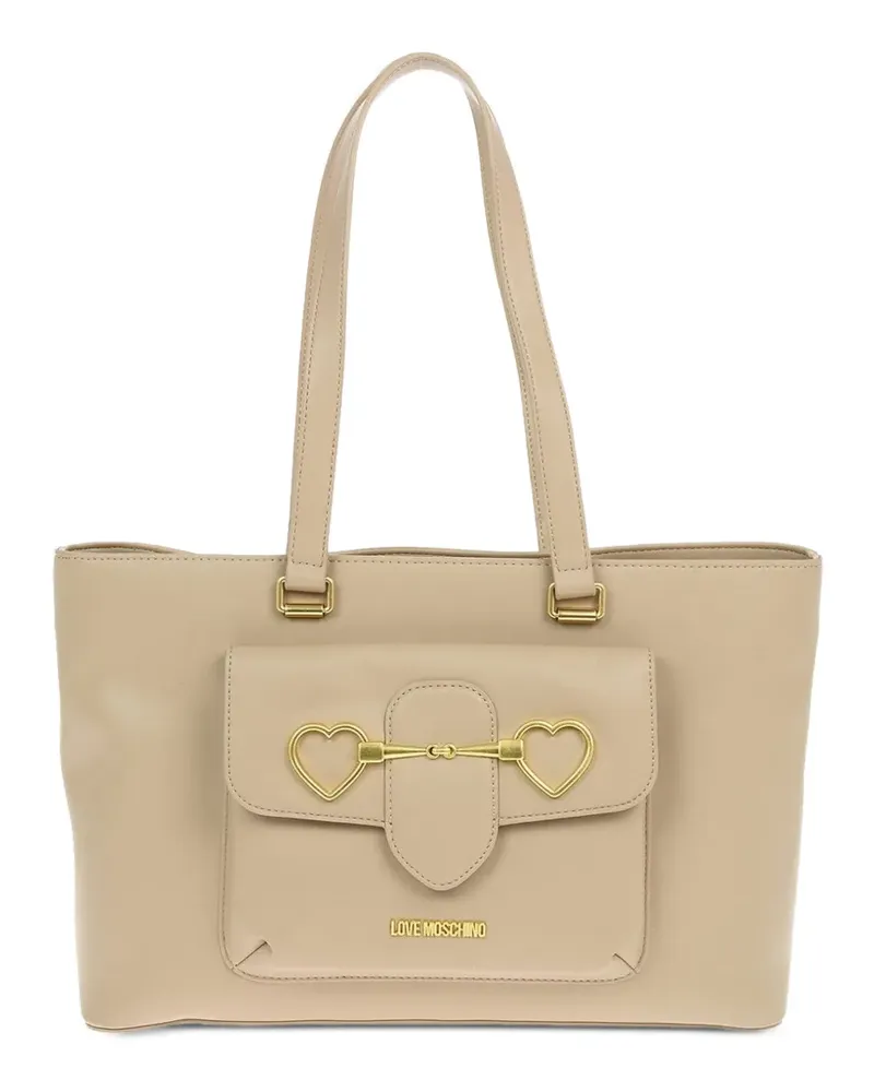 Moschino Schultertasche mit Herz-Verschluss - Nude Nude
