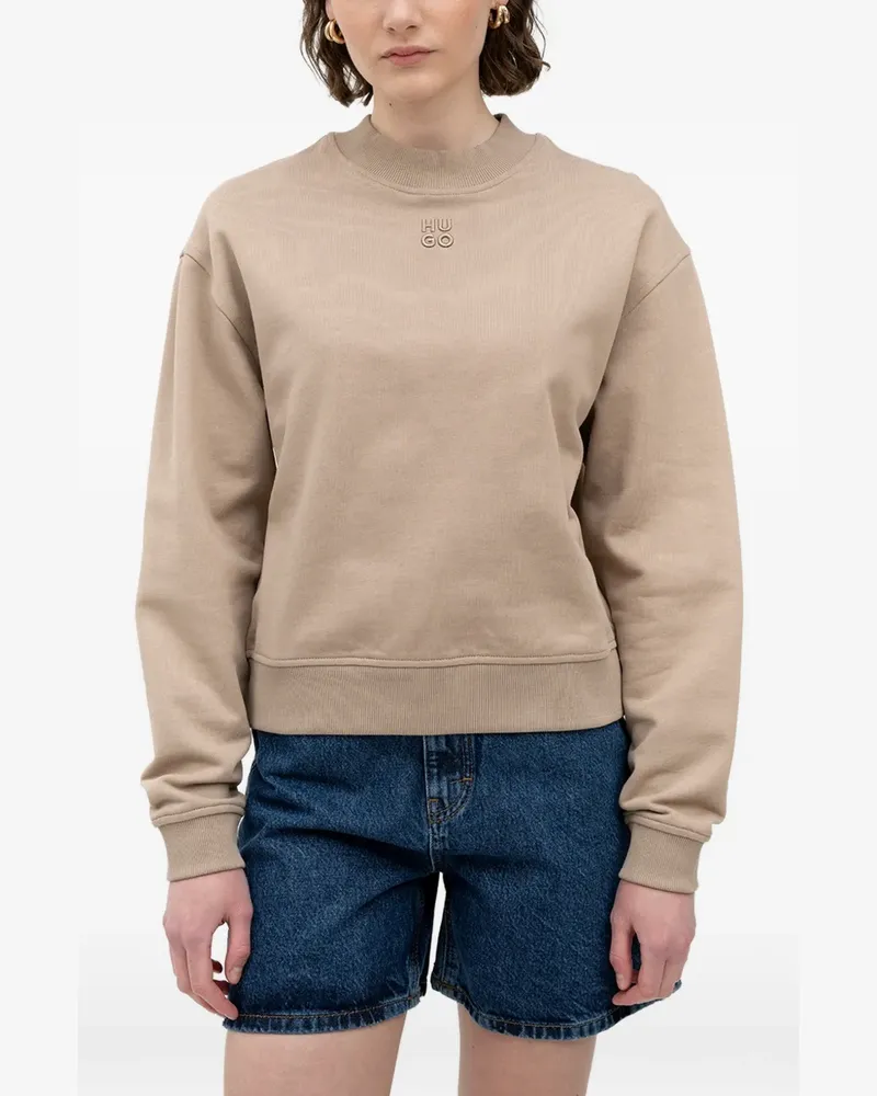 HUGO BOSS logo-embroidered mock-neck sweater - Nude Nude