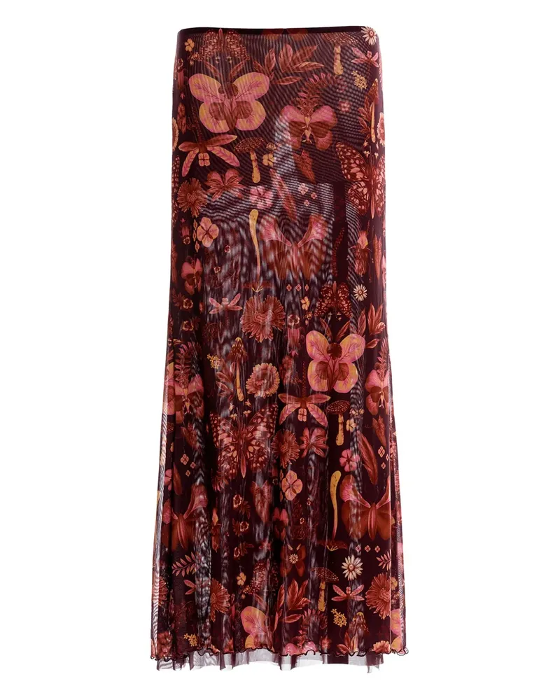 AGUA BENDITA Brace Maxirock mit Blumen-Print - Rot Rot