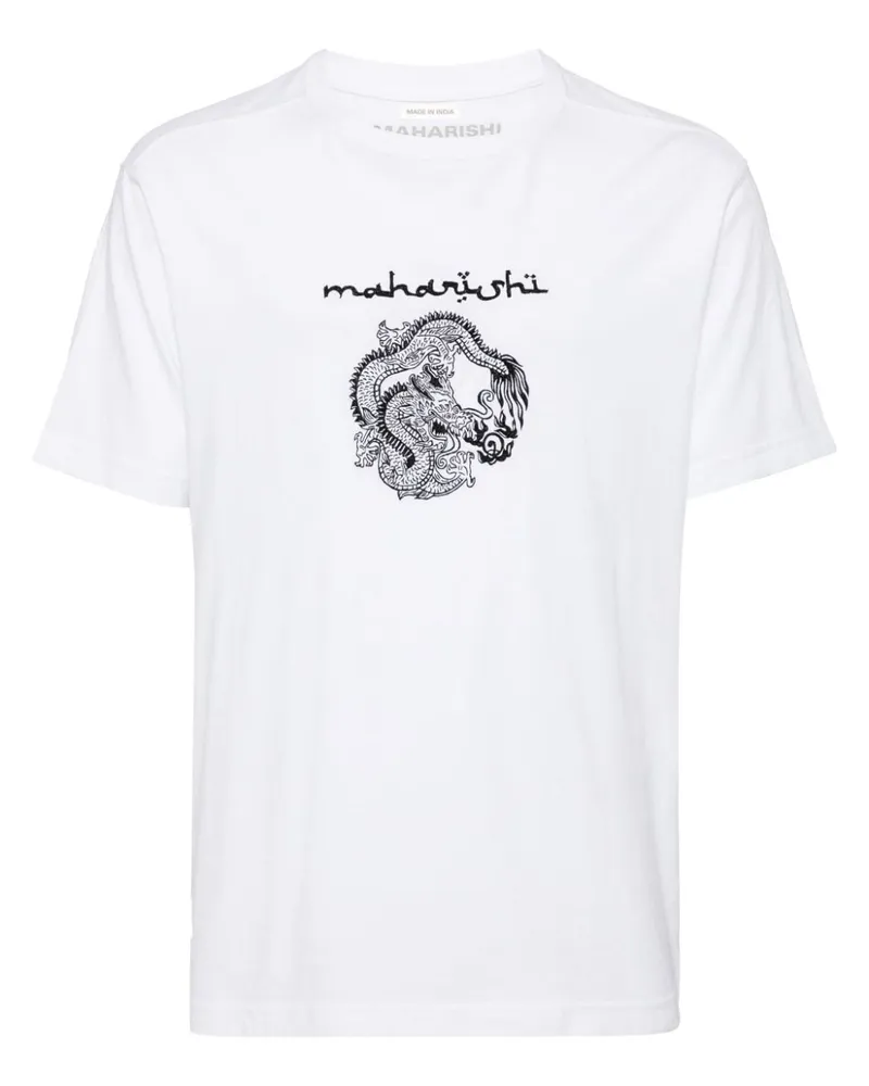 maharishi Thar T-Shirt mit Drachenstickerei - Weiß Weiß