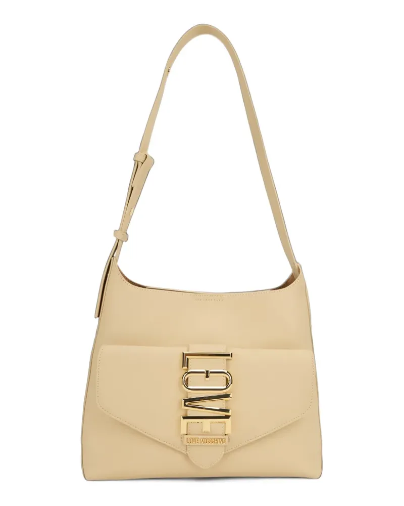 Moschino Schultertasche mit Logo-Schild - Nude Nude