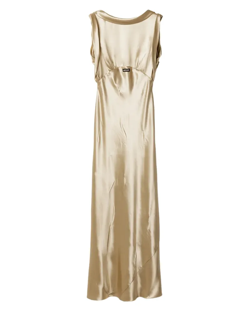 Miu Miu Satin-Maxikleid mit U-Rückenausschnitt - Nude Nude