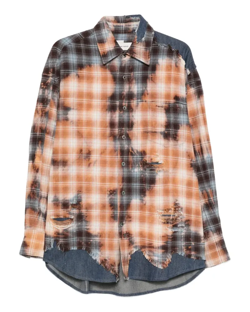 Feng Chen Wang Kariertes Hemd im Distressed-Look - Blau Blau