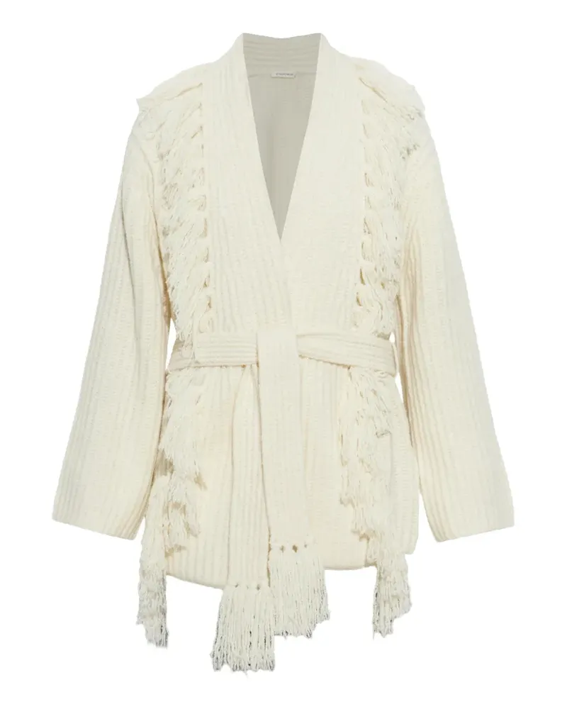 By Malene Birger Candela Cardigan mit Fransen - Weiß Weiß