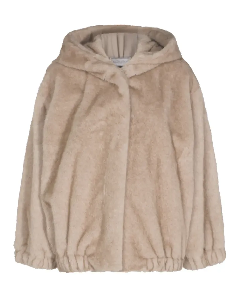 Antonelli Firenze Kapuzenmantel aus Faux Fur - Nude Nude