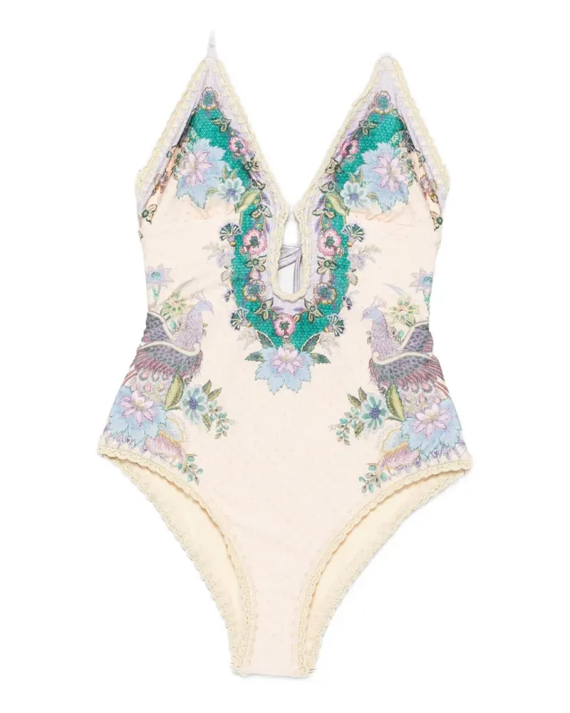 Zimmermann Indra crochet-detail swimsuit - Nude Nude