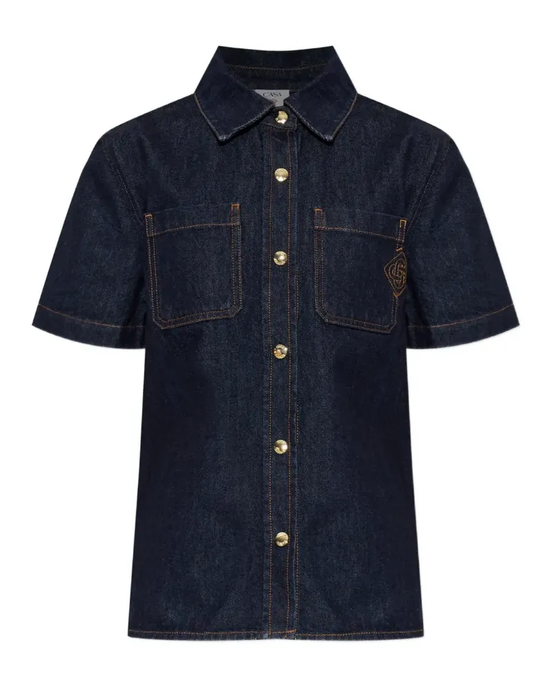 Casablanca Paris Jeanshemd mit kurzen Ärmeln - Blau Blau