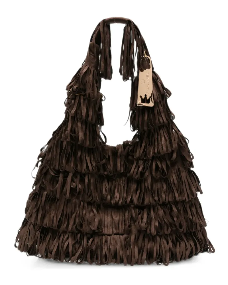 La Milanesa Capuci Clutch mit Fransen - Braun Braun