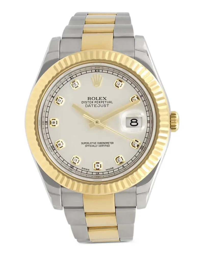 Rolex Datejust Armbanduhr mit Diamanten, 41mm - Weiß Weiß