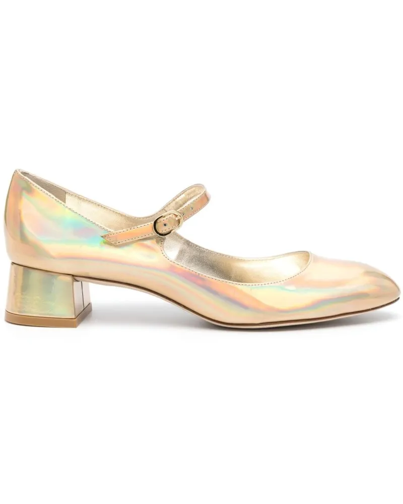 Stuart Weitzman Vivienne Mary Janes 35mm - Gold Gold