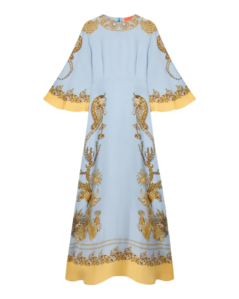 La DoubleJ Sorella Kleid mit Oceania-Print - Blau Blau