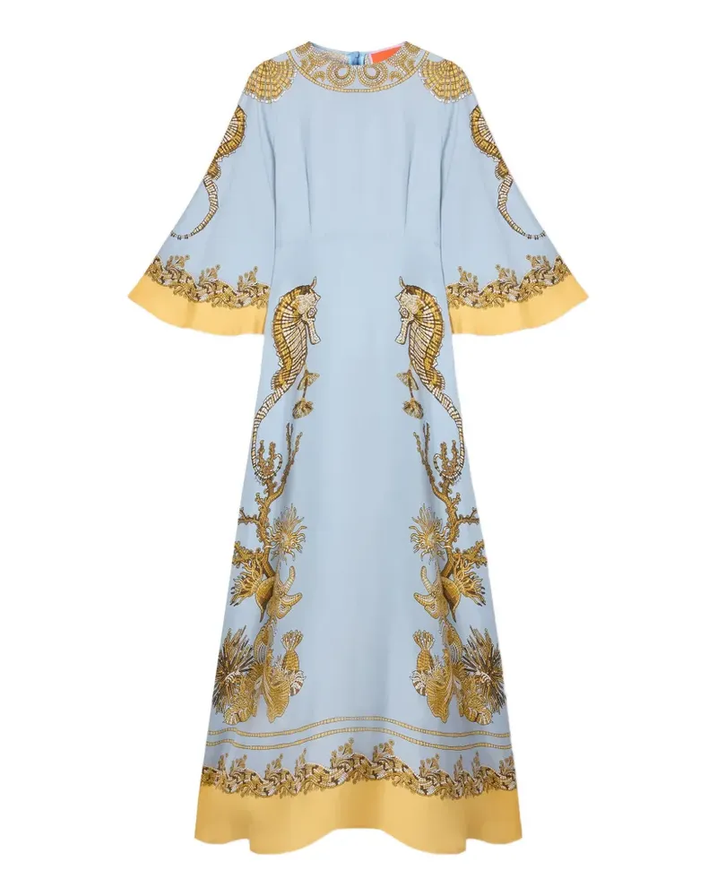 La DoubleJ Sorella Kleid mit Oceania-Print - Blau Blau