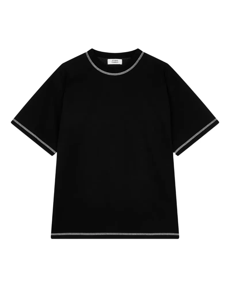 STUDIO TOMBOY T-Shirt mit Kontrastnähten - Schwarz Schwarz