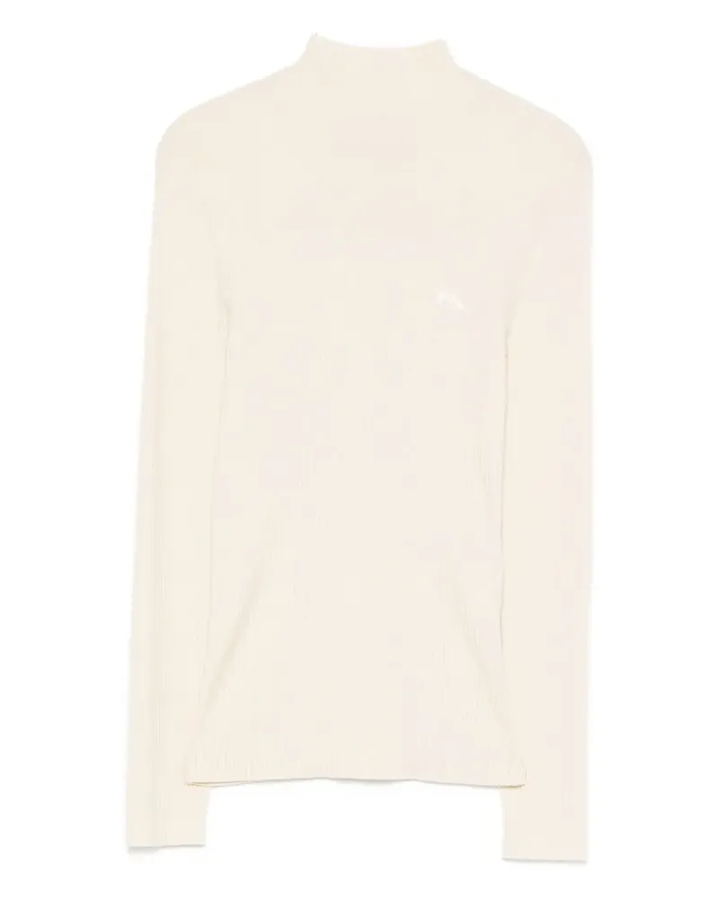 Kitsuné ribbed mock-neck top - Nude Nude