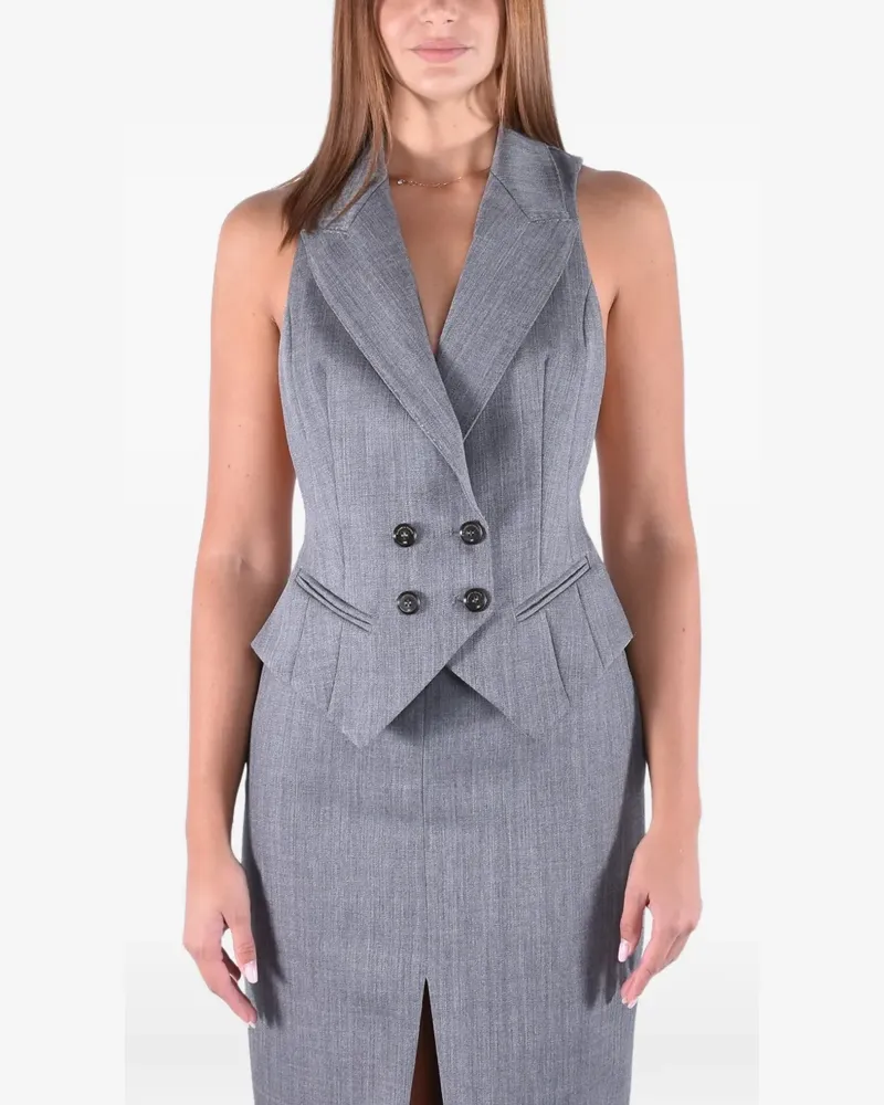 Elisabetta Franchi wool vest with lettering print - Grau Grau