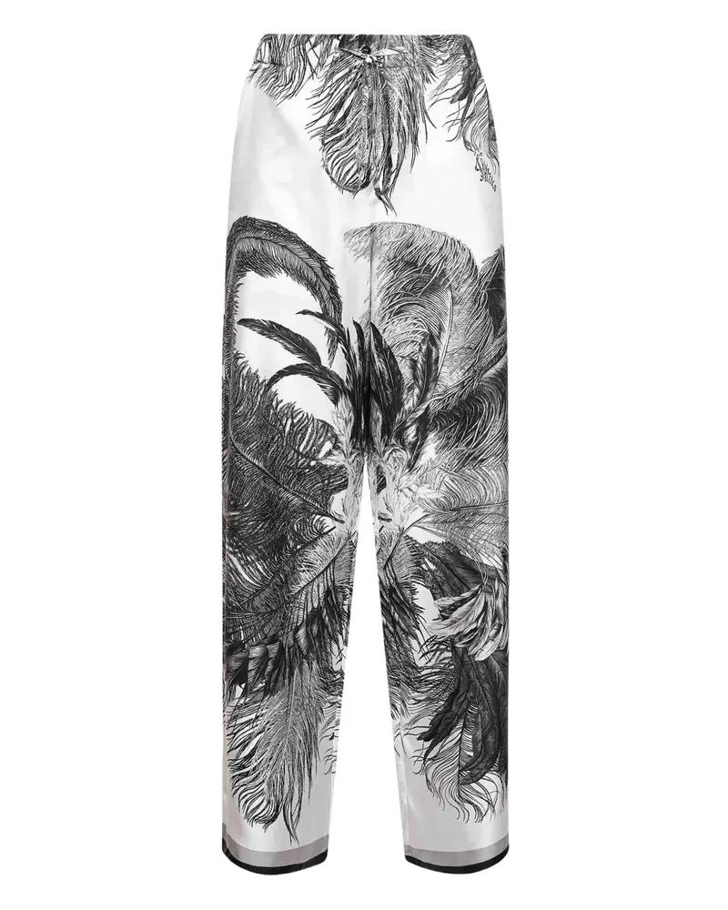ATTICO feather-print palazzo pants - Weiß Weiß