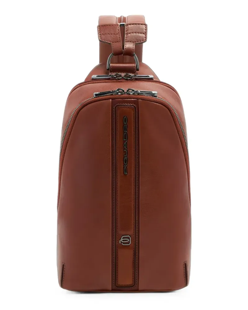 Piquadro logo-plaque convertible backpack - Braun Braun