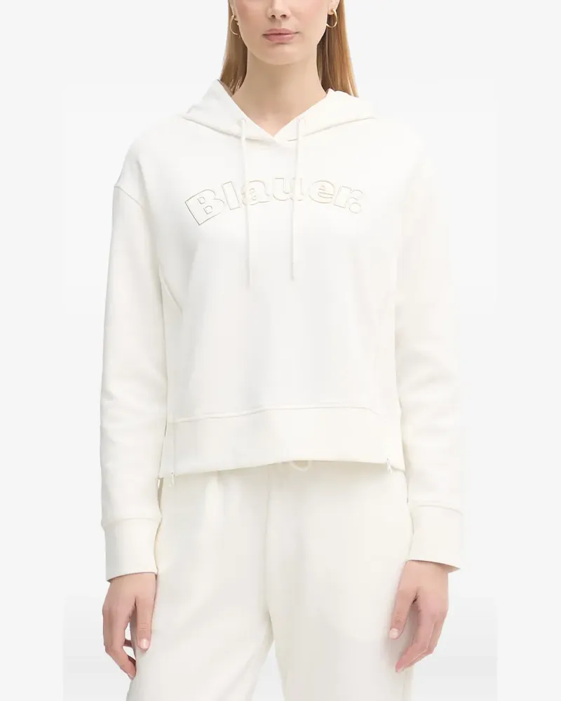 Blauer Fayette logo-embroidered drawstring hoodie - Weiß Weiß