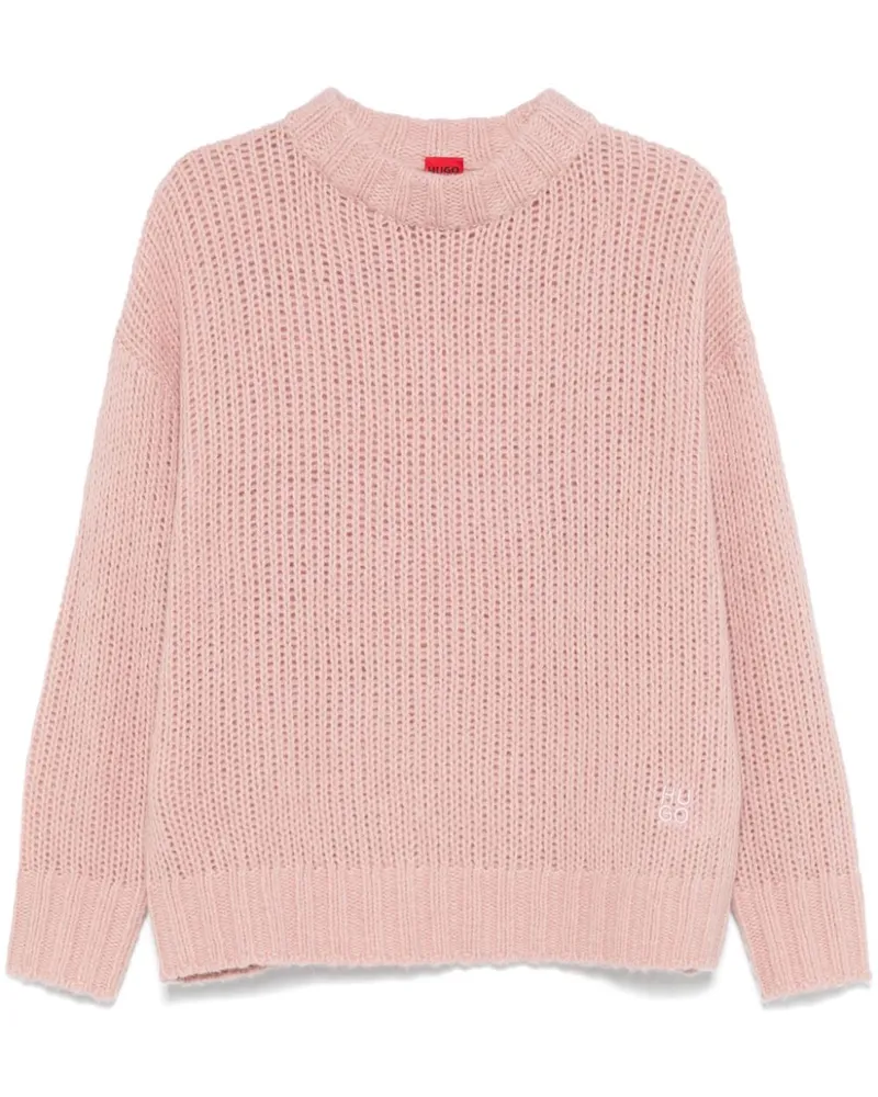 HUGO BOSS Pullover mit Lochstrickmuster - Rosa Rosa