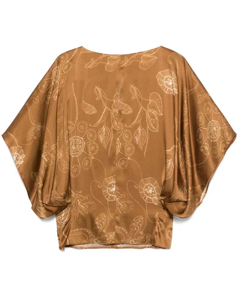 STYLAND Bluse mit Blumen-Print - Braun Braun