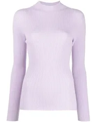 Twin-Set Gerippter Pullover mit Logo-Schild Violett