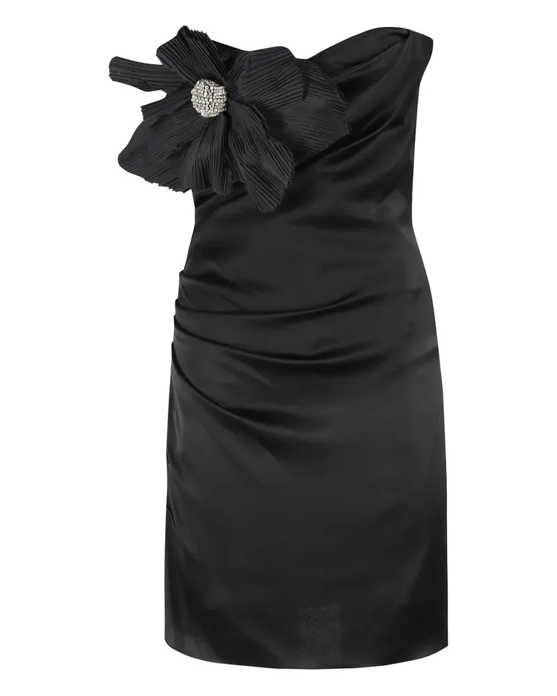Amen Minikleid mit Blumenapplikation - Schwarz Schwarz