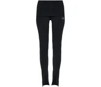 High-Waist-Leggings mit Logo-Print - Schwarz