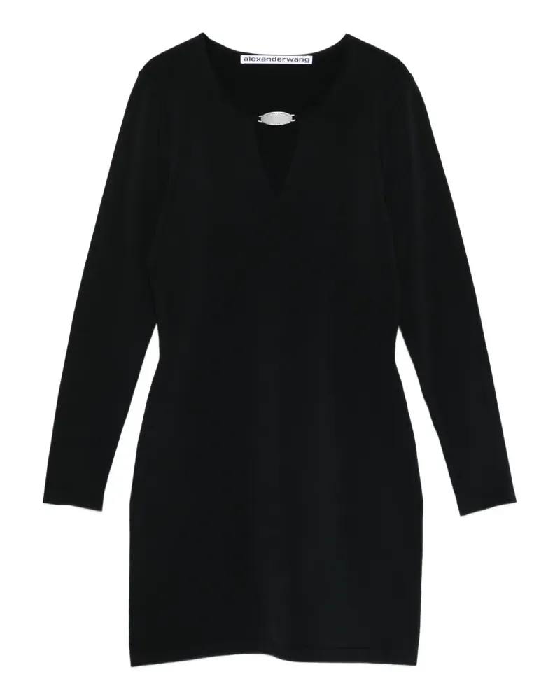 Alexander Wang metal logo V-neck mini dress - Schwarz Schwarz