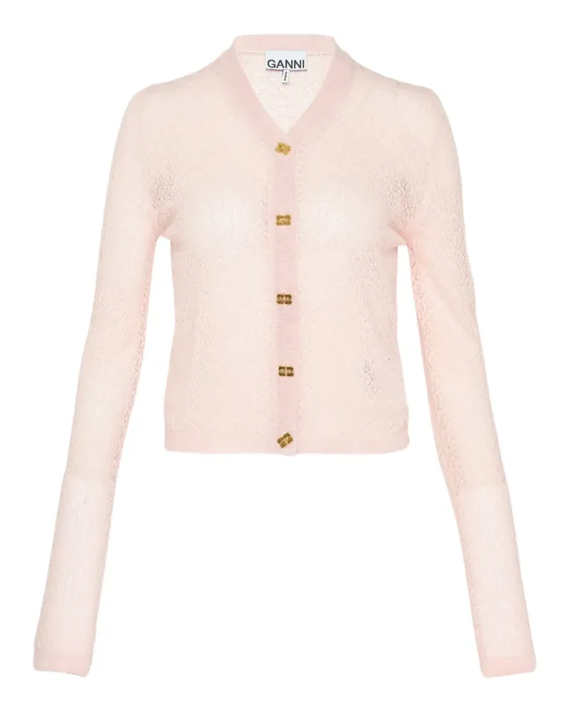 Ganni Cardigan aus Pointelle-Strick - Rosa Rosa