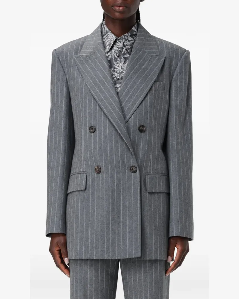 Brunello Cucinelli pinstripe double-breasted blazer - Grau Grau