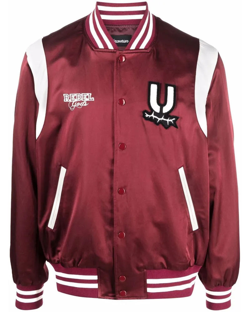 Undercover Baseballjacke mit Logo-Patch Rot