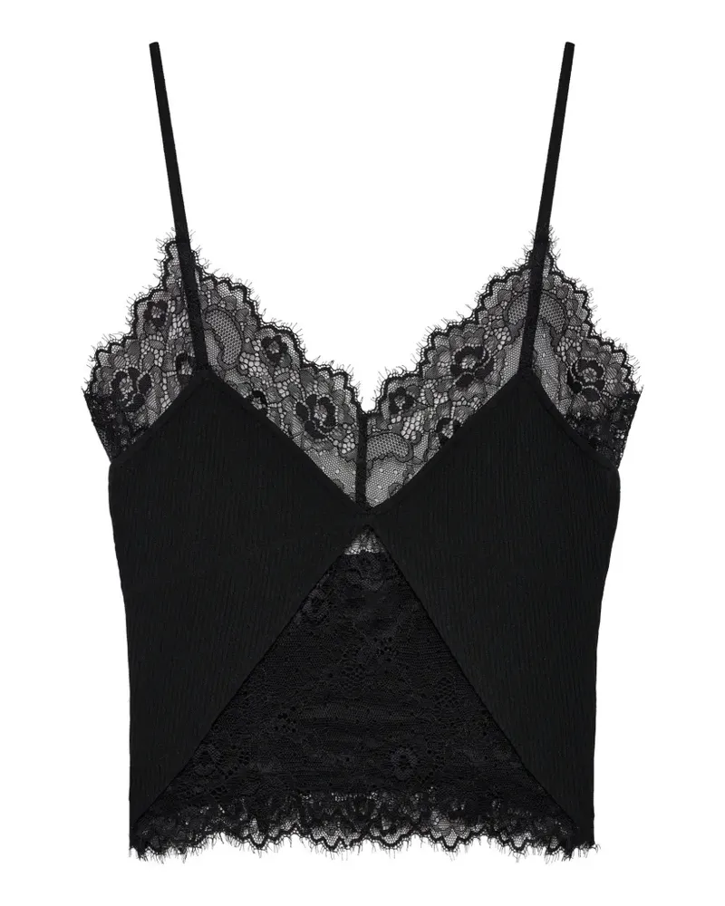 Anine Bing Top mit Spitzenborte - Schwarz Schwarz