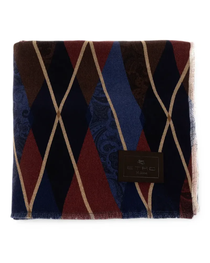 Etro paisley argyle-pattern blanket - Blau Blau