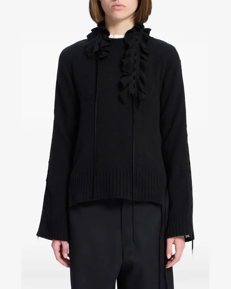 Ann Demeulemeester Gerüschter Pullover - Schwarz Schwarz