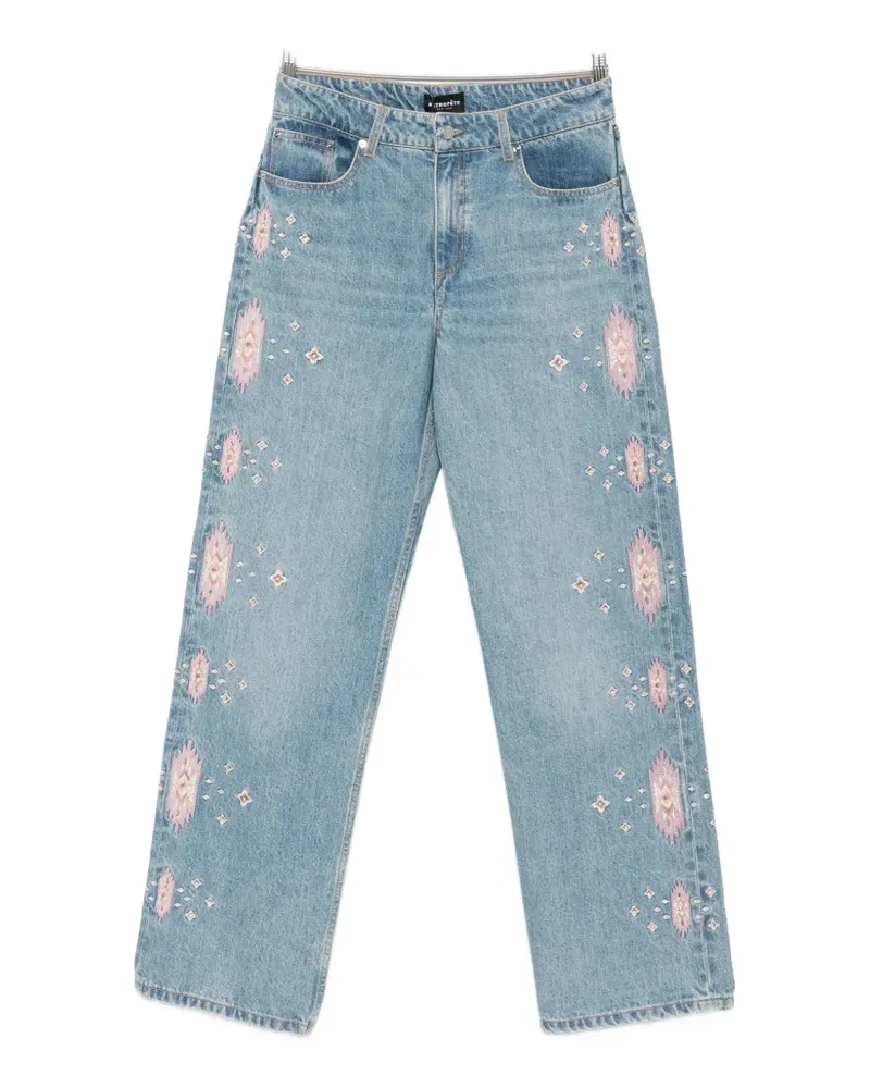 Retrofête embroidered crystal-embellished jeans - Blau Blau