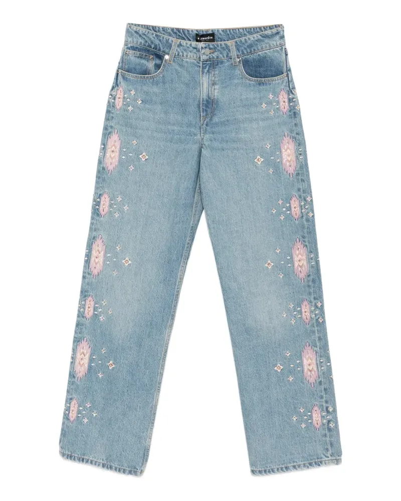 Retrofête Jeans mit Kristallen - Blau Blau