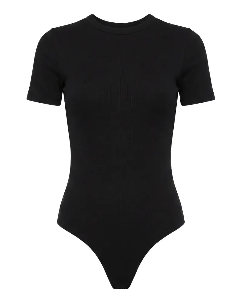 WARDROBE.NYC ribbed-knit short-sleeve bodysuit - Schwarz Schwarz