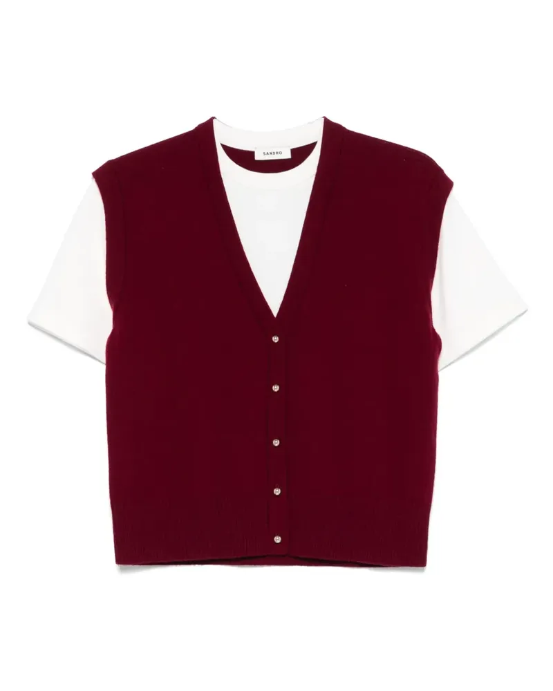 Sandro T-Shirt im Layering-Look - Rot Rot