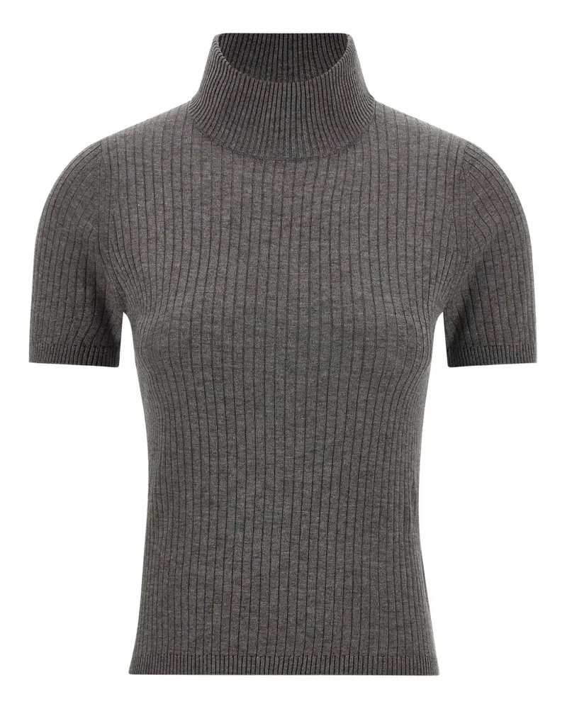 Max Mara Gerippter Janagy Stehkragen-Pullover - Grau Grau