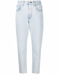 OFF-WHITE Cropped-Jeans mit diagonalen Streifen Blau