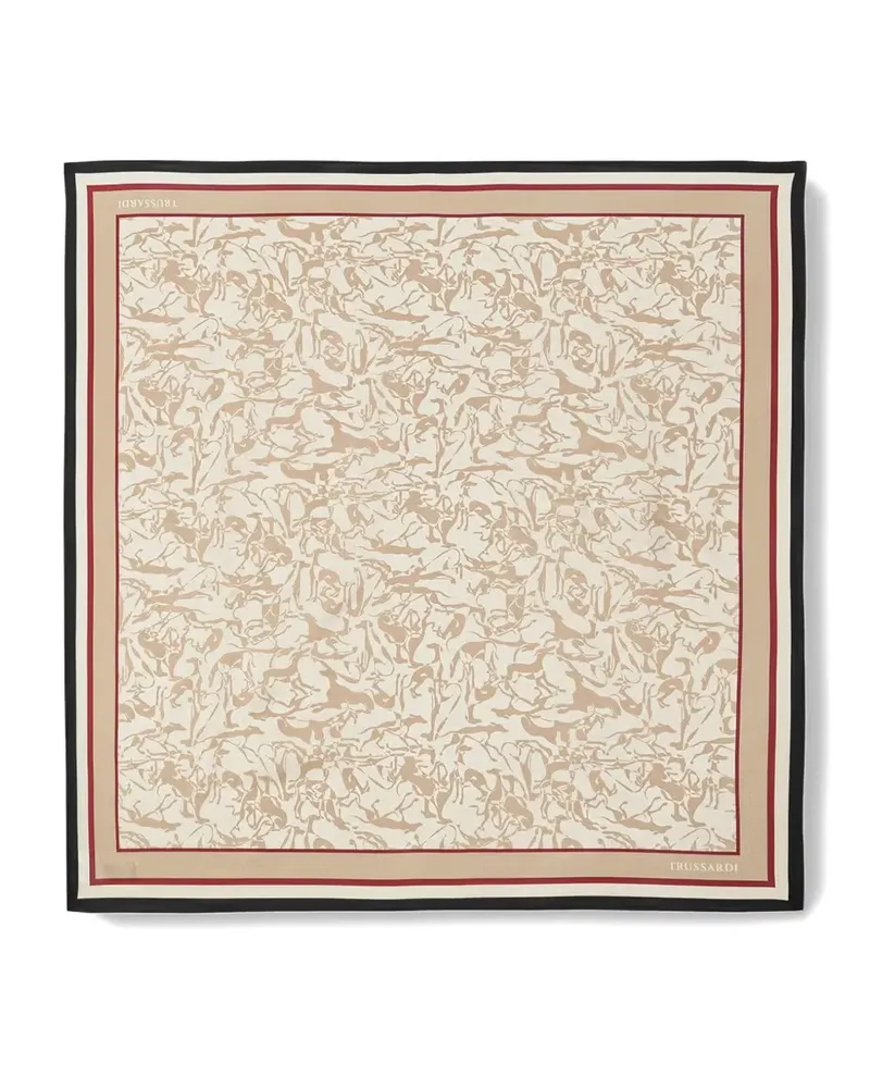 Trussardi greyhound-print silk scarf - Nude Nude