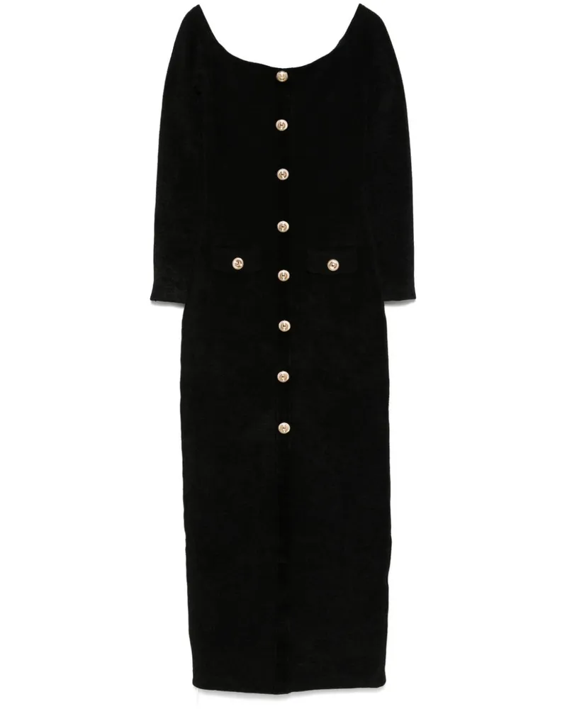 Self-Portrait Gestricktes Chenille-Maxikleid - Schwarz Schwarz