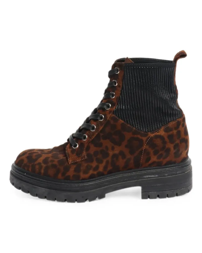 Gianvito Rossi leopard-print lace-up ankle boots - Braun Braun