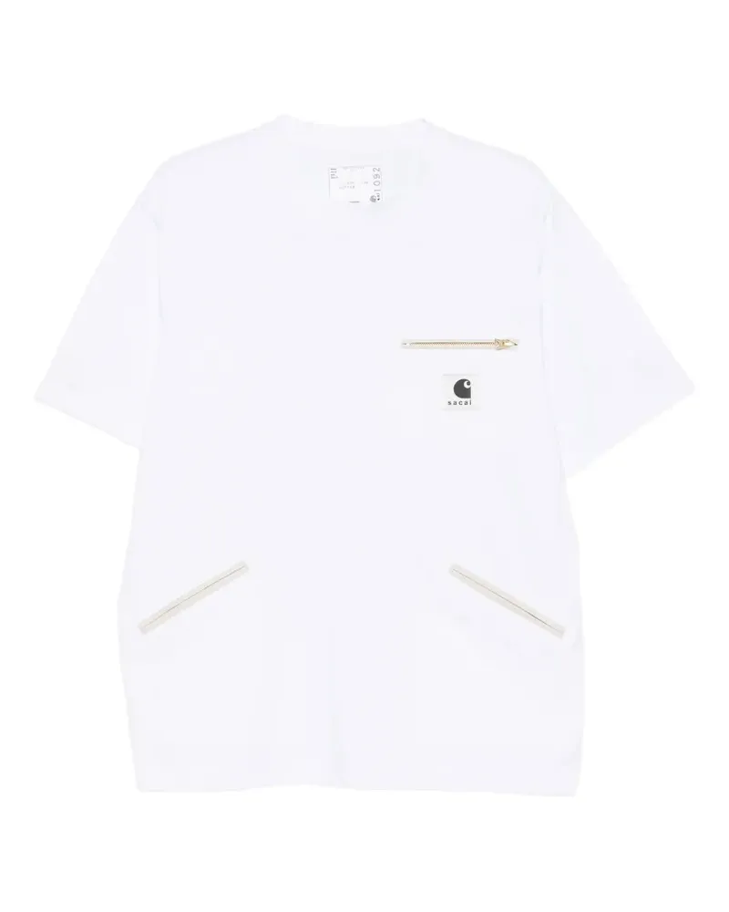 Carhartt WIP x Sacai zip-pocket logo-patch T-shirt - Weiß Weiß