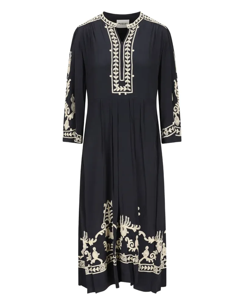 Isabel Marant embroidered three-quarter sleeve dress - Schwarz Schwarz