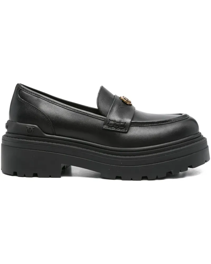 Pinko Plateau-Loafer mit Logo-Schild - Schwarz Schwarz