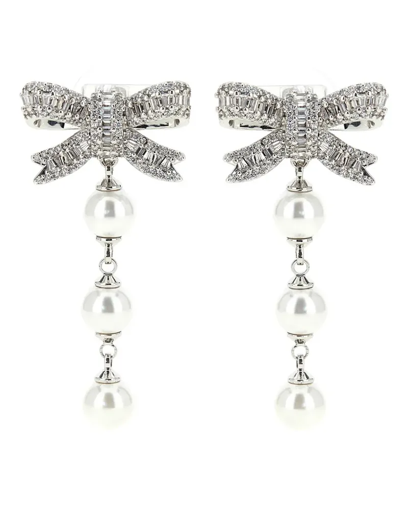 Self-Portrait crystal-embellished pearl-droplet earrings - Silber Silber