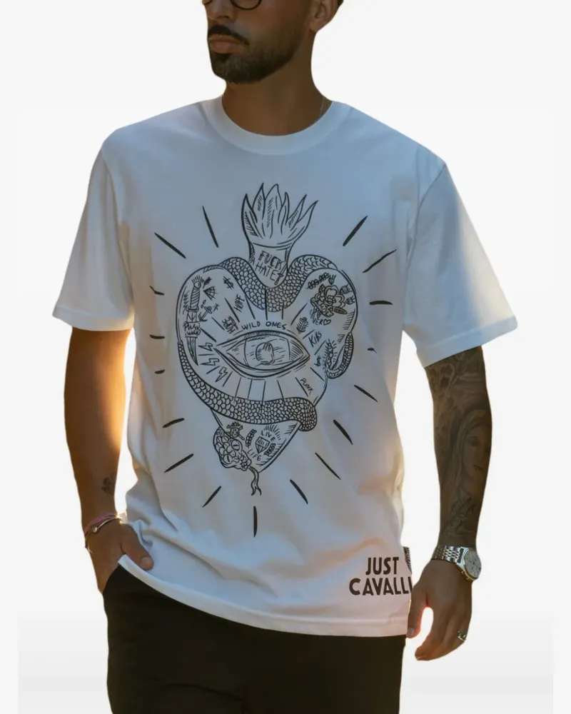 Just Cavalli T-Shirt mit grafischem Print - Weiß Weiß